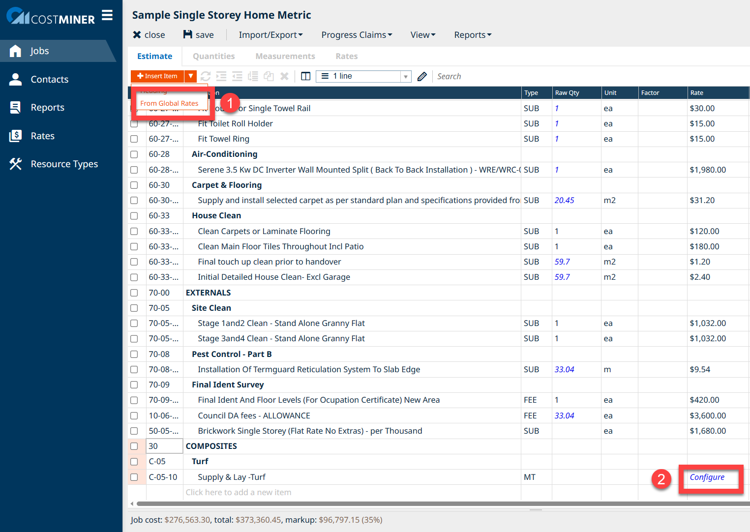 add a configurable rate to your estimate