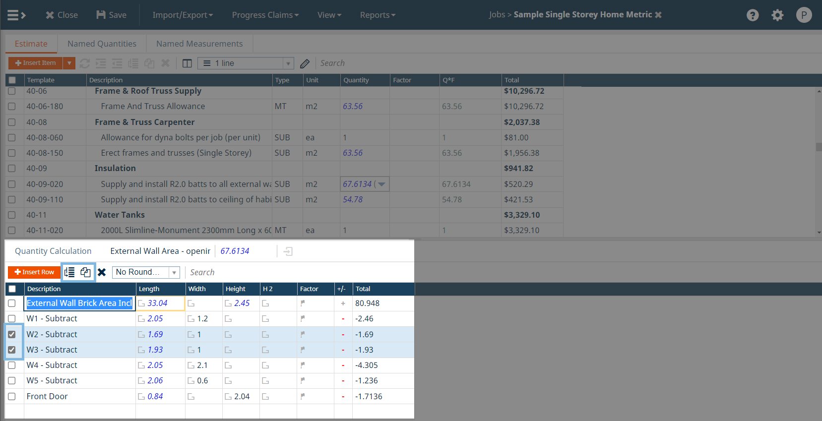 Job Module - Job Estimate -Quantity Calulations - Move or Clone