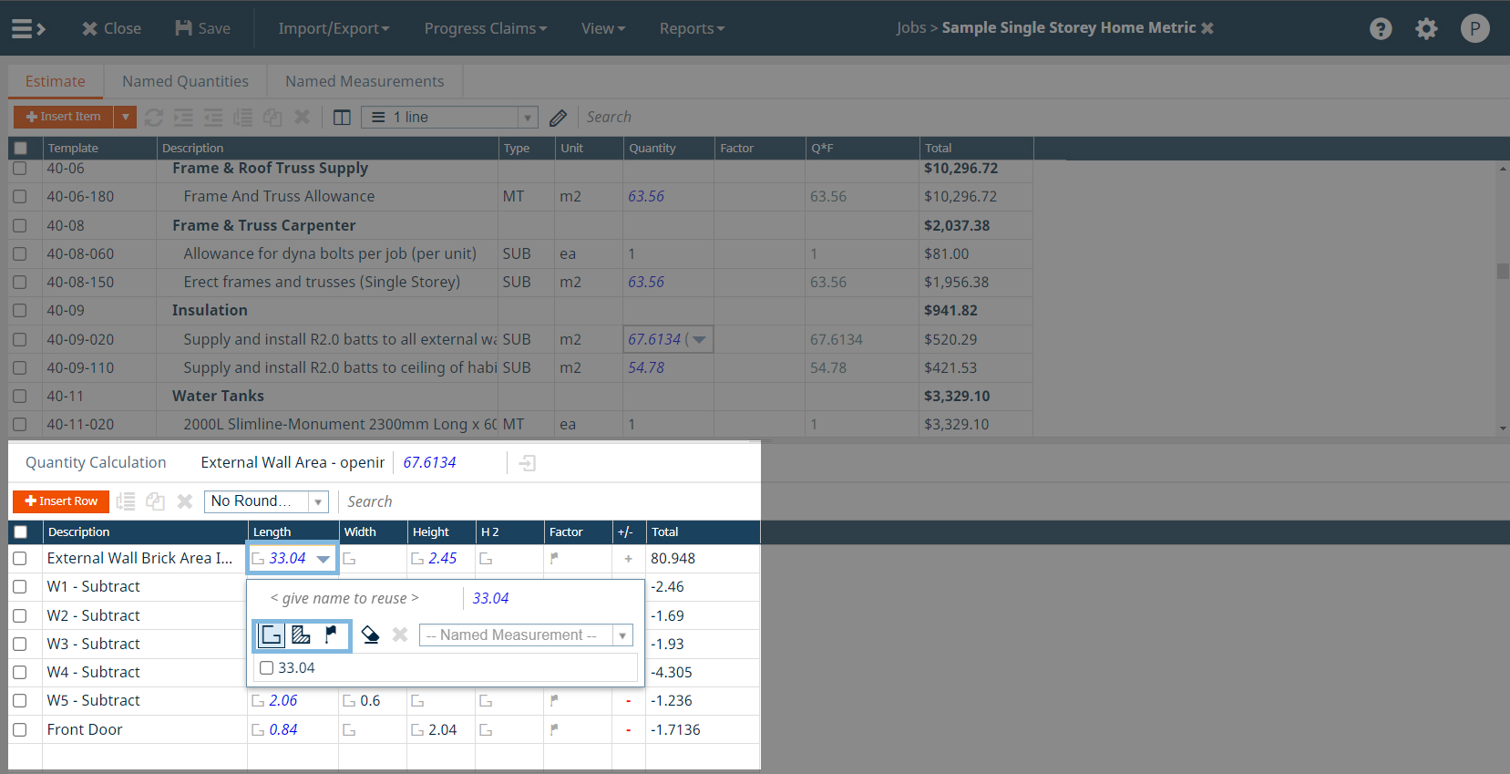 Job Module - Job Estimate -Quantity Calulations - convert