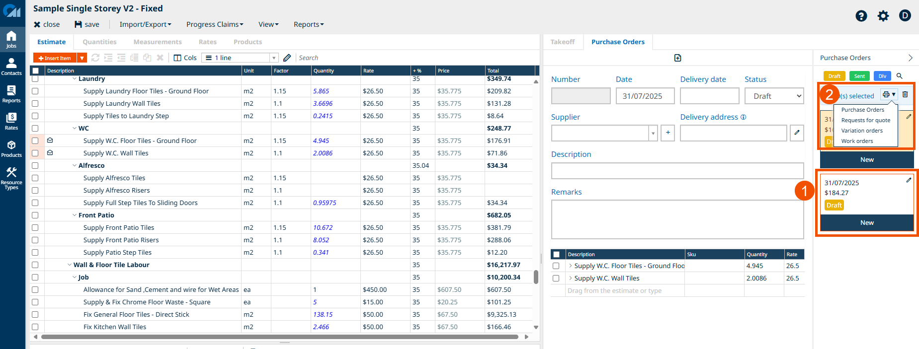 select purchase order to edit