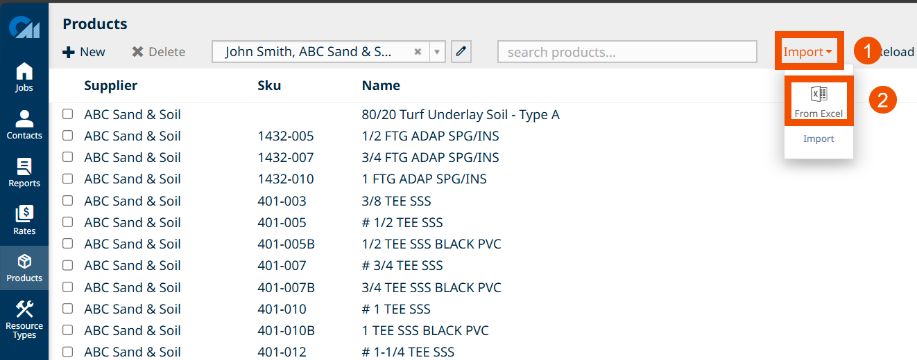 Import products from excel